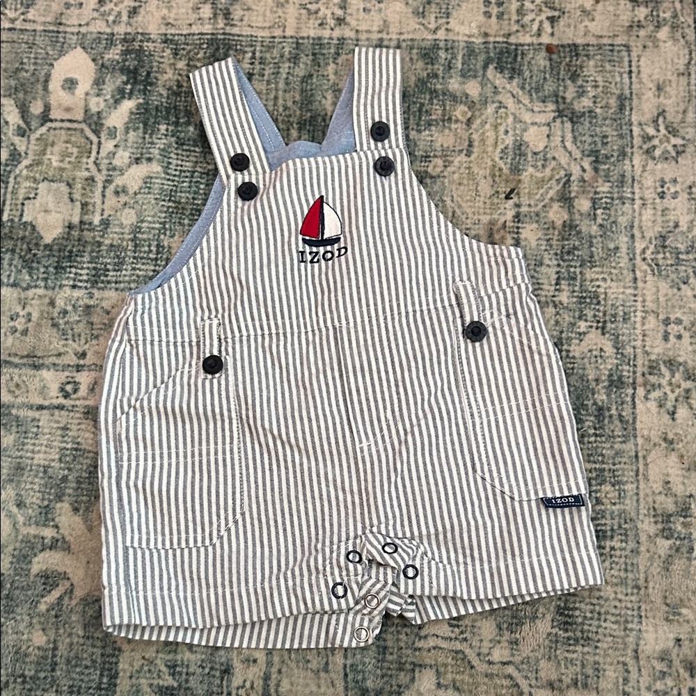 Izod Stripped Seersucker Overalls